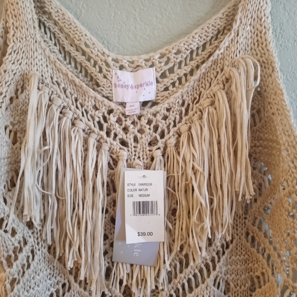 NWT Honey & Sparkle Crochet Bohemian Western Coastal Cowgirl Fringed Hippie Top - Picture 2 of 3